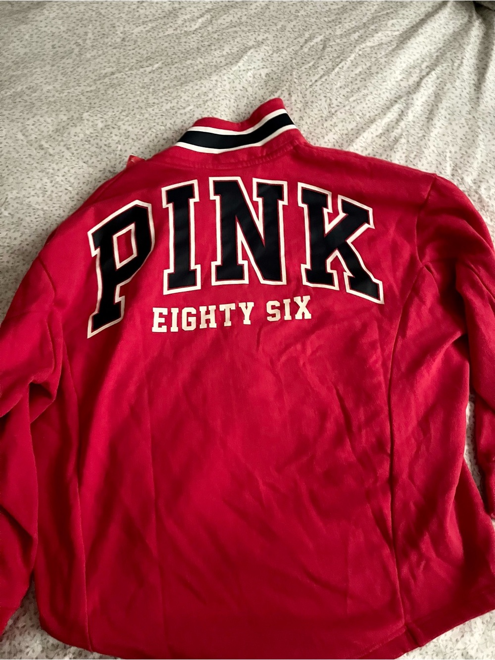Victoria's Secret PINK Red Pullover Jacket with Black & White Trim